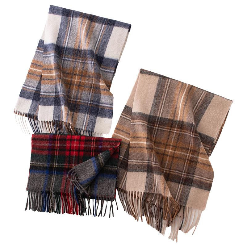British Style Scarf for Men In Winter High Quality Pure Wool Plaid Scarf Female Student Scarf Couple Style