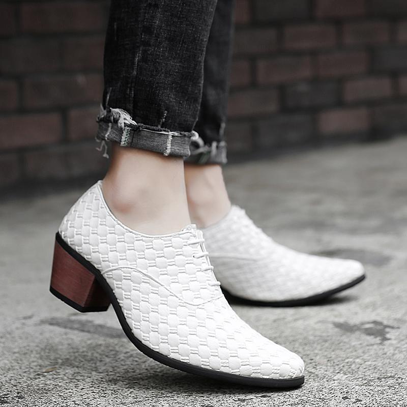 

New heightening shoes men s casual leather shoes British pointed hair stylist size 38-44 leathershoes 44 белый