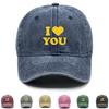 Golden "I LOVE YOU" Print Snapback Sun Hat, Valentine's Day Trucker Hat Hip Hop Curved Brim Sunshade Sun Visor Adjustable Baseball Cap