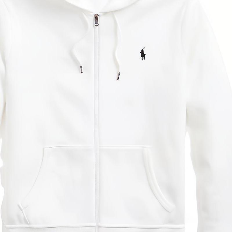 Polo Ralph Lauren Solid Color Hooded Zip-Up Long Sleeve Cardigan Sweatshirt Men sweatshirt White 710881517006