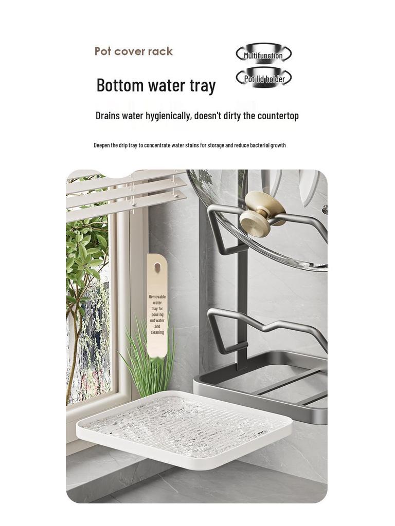 Wall-Mounted Multi-Functional Storage Rack: Cutting Board, Lid, Knife, Spoon, Chopstick Holder - No-Drill Installation.