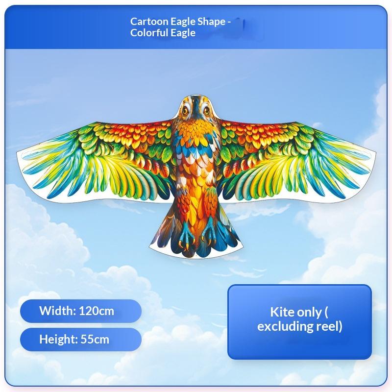 Cartoon Printed Kids Kite 1Pcs Cute Penguin/Eagle/Owl Pattern Tear Resistant for Outdoor Garden Beach Spring Outings Colorful Eagle