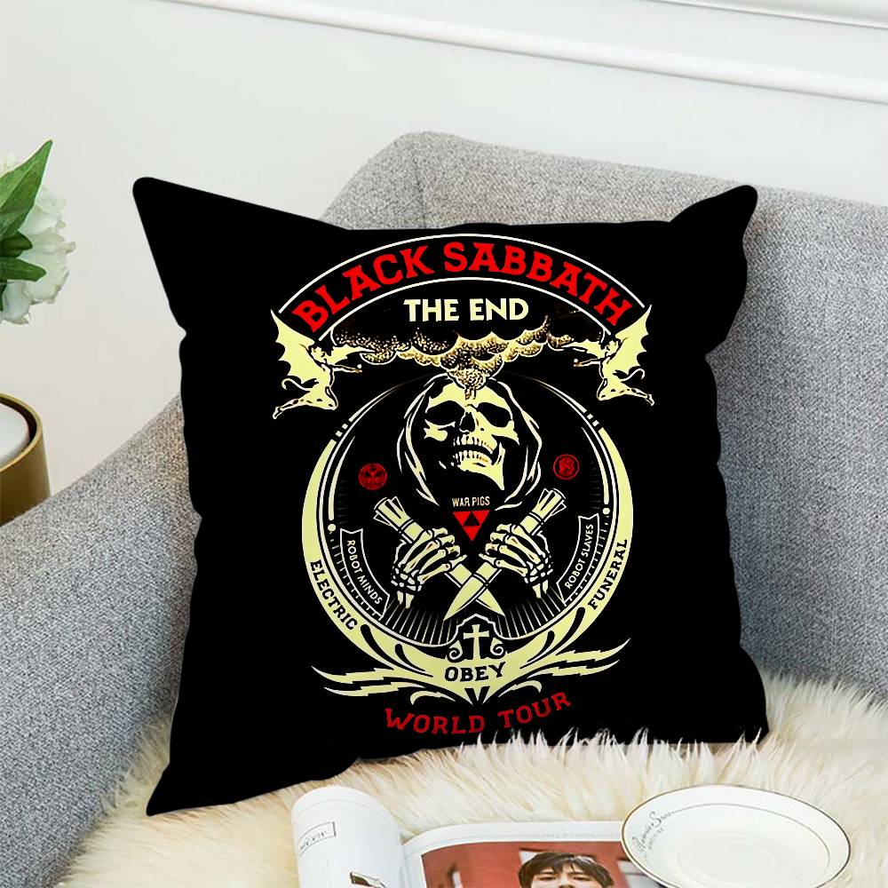 BLACK S-SABBATH Pillow Case Double-Sided Printing Cushion Cover 45x45 Decorative Cushions Sofa Home Decor Soft Pillowcase