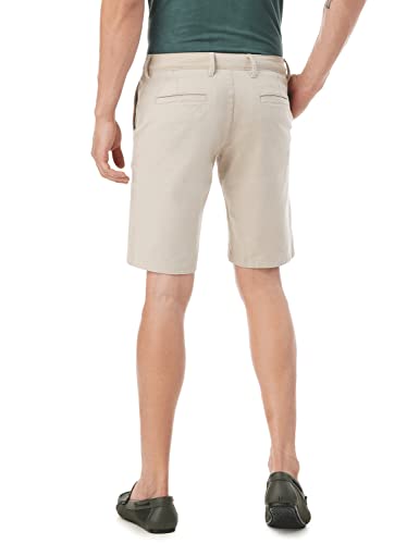 FYLTR Men's Straight Fit Stretch Cotton Khaki Shorts - Soft Handfeel (Beige, 32)