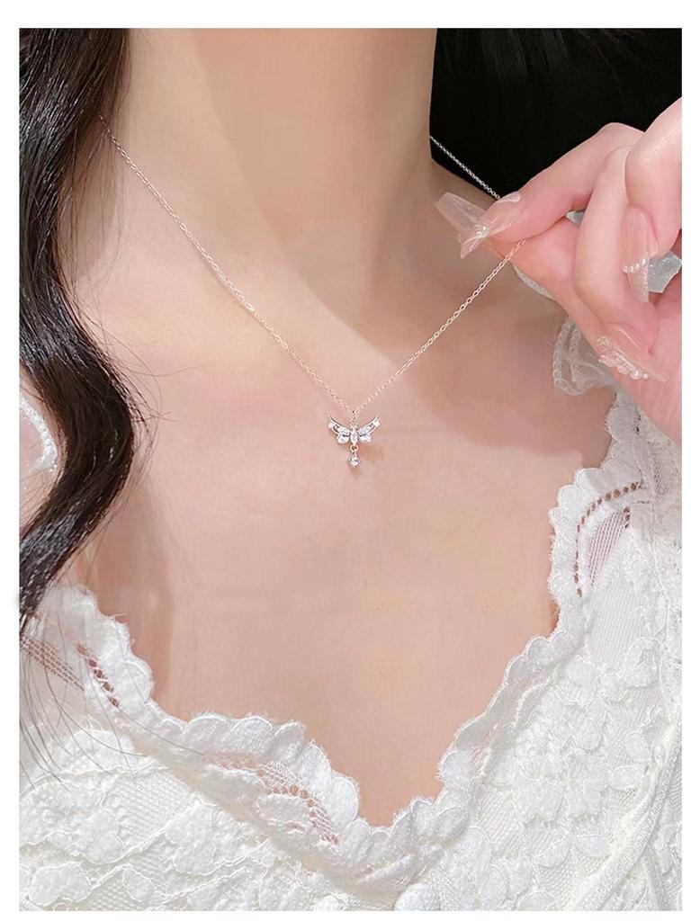 Vergoldete Schmetterling-Liebes-Anhänger-Halskette mit Quaste Schlüsselbein-Kette für Damen