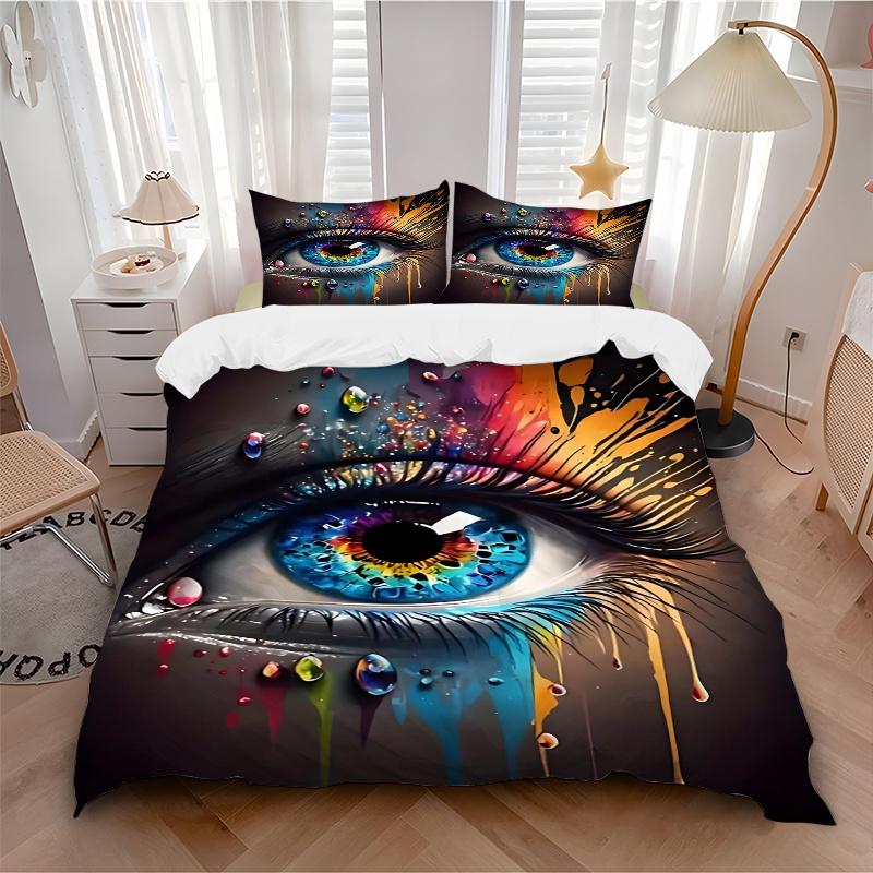 3pcs Rainbow Tears Bedding Set, Including 1 Quilt Cover and 2 Pillow Shams, Without Filling, Soft and Comfortable Home Bedroom Fabric