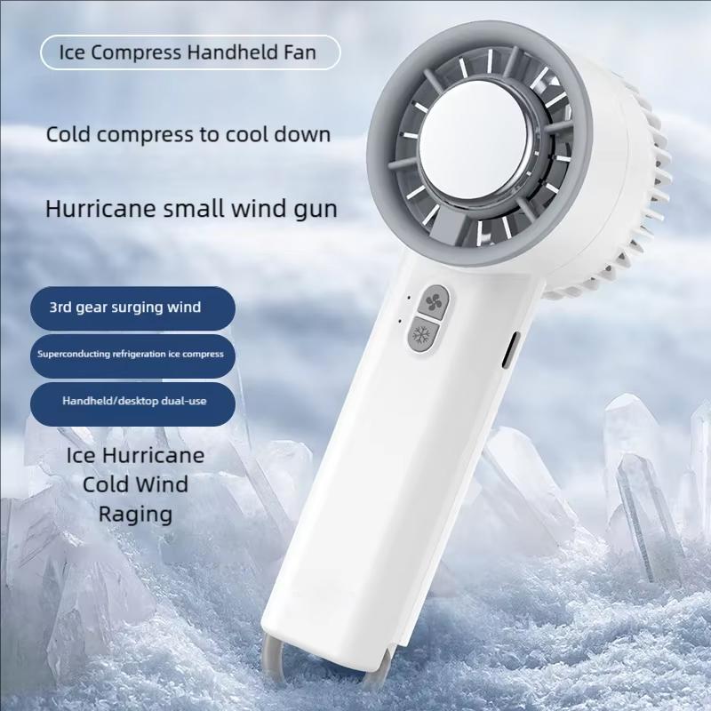 Instant Ice Cooling Handheld Fan Semiconductor Refrigeration 3 Speeds Ultra Quiet Brushless Motor USB Rechargeable Cooler