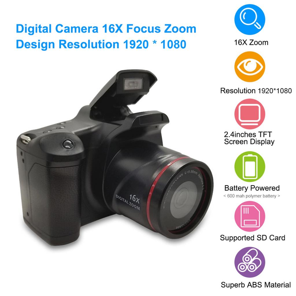 Digital Camera 16X Focus Zoom Design Resolution 1920*1080 Supported Storage Card Battery Powered Operated for Photos