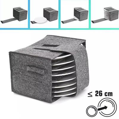 Felt Plate Cup Storage Bag 8 Plates 6 Cups Lightweight Outdoor Dish Carrier Adjustable Flap Storage Organizer for Picnic Camping