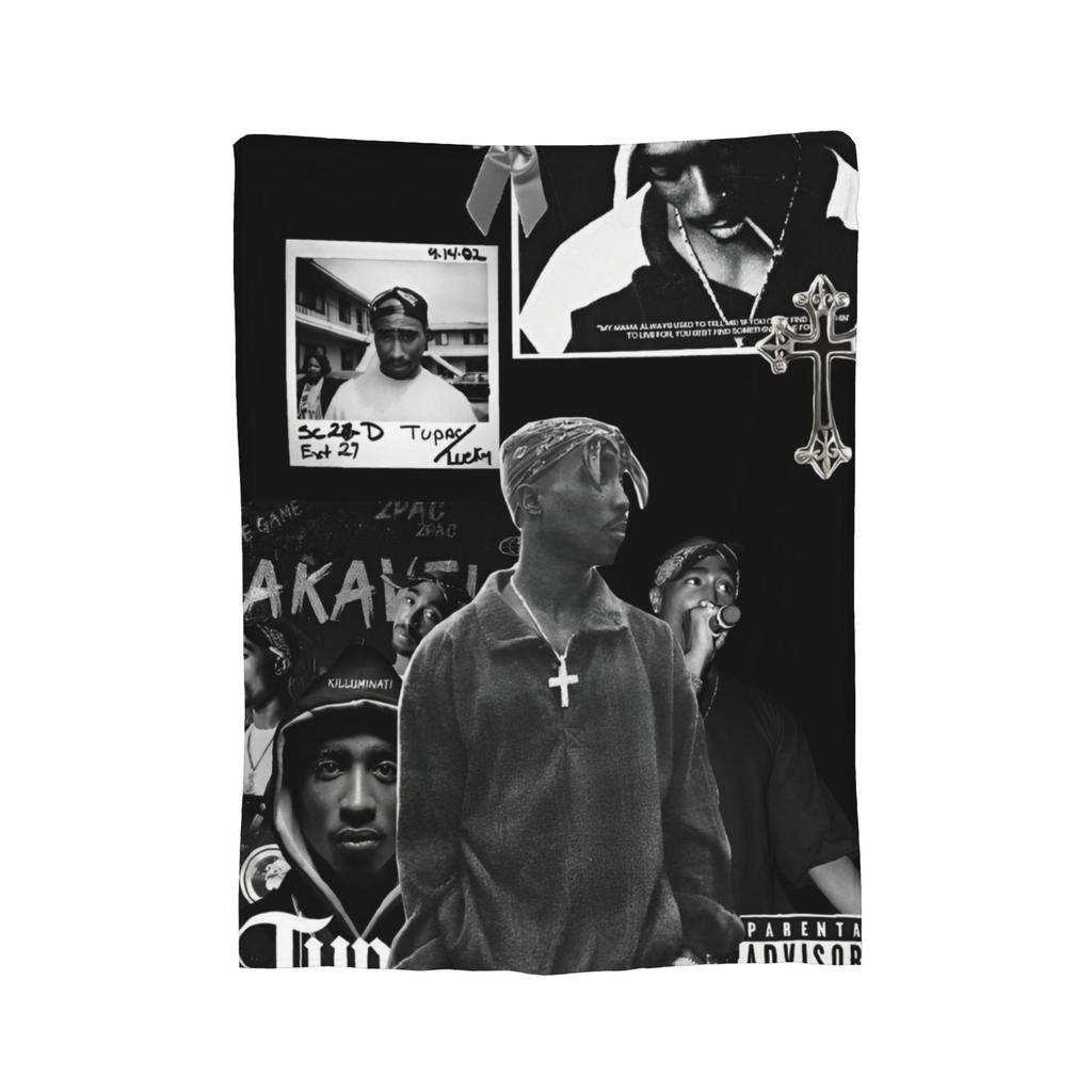 Rapper Tupac  Blanket Flannel 2pac Hip Hop Super Warm Throw Blanket for Outdoor Travel Bedroom Quilt