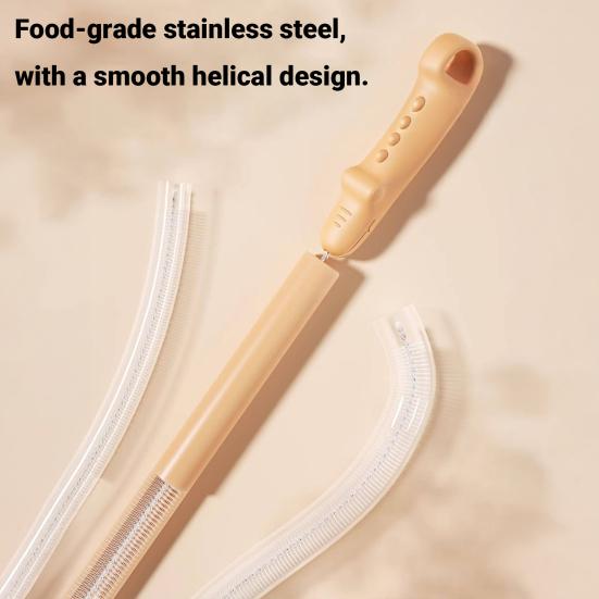 Set da 4 Pezzi Pennello per Pulizia con Manico a Coccodrillo, Pulitore per Cannucce per Alimenti con Asta in Acciaio Inossidabile, Strumento per la Pulizia di Spazi Stretti in Cannucce per Biberon e Tazze d'Acqua