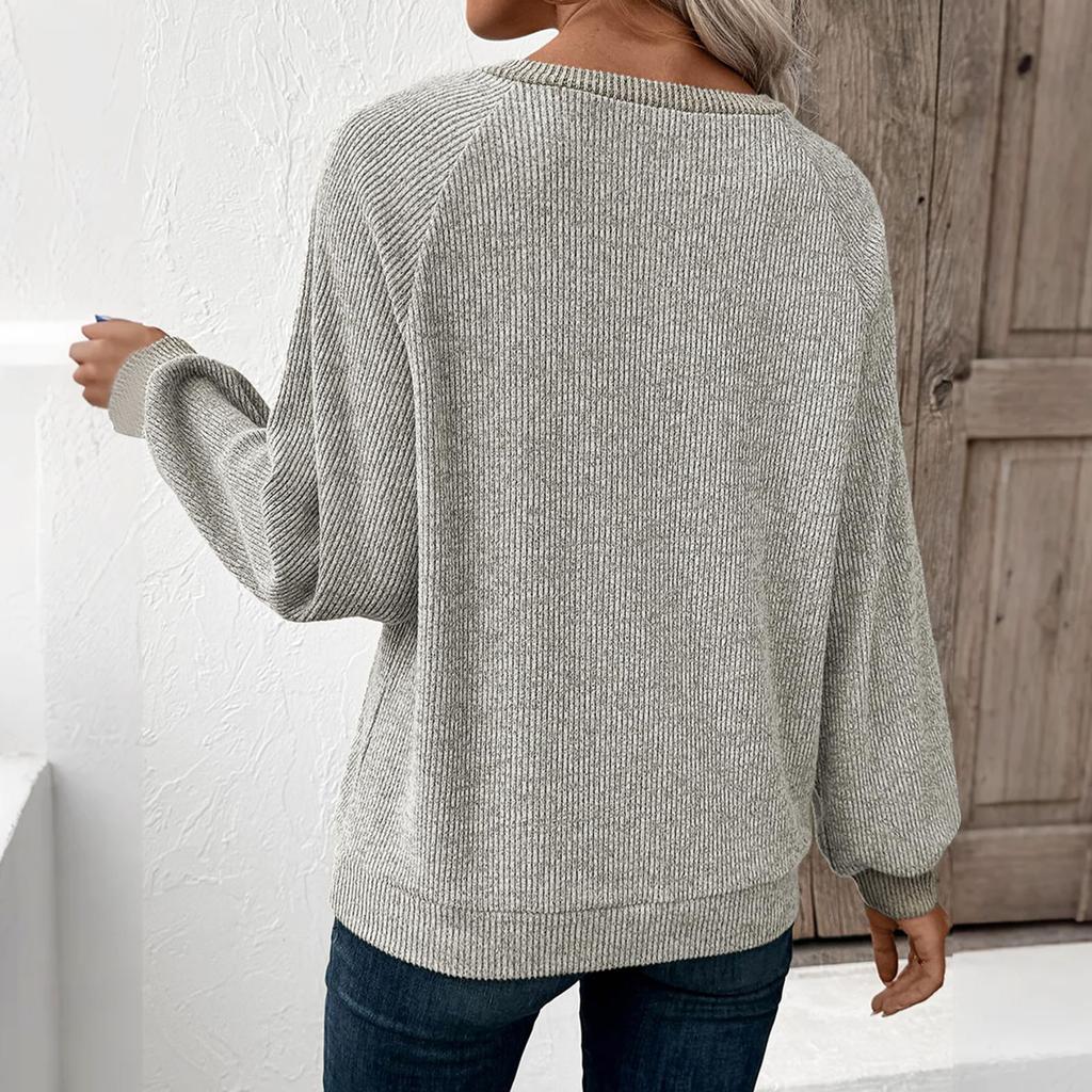 Women's Pullover Lapel Sweatshirt Fashionable Stitching Contrast Color Top