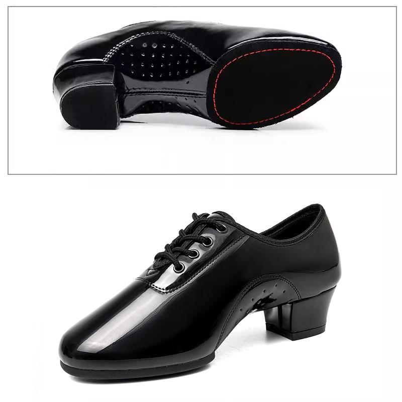 Herren Latin Tanzschuhe Mann Salsa Tango Modern Leder Standard Tanzschuhe Niedrige Absätze Erwachsene Kinder Jungen Kleine Größe Schnürung 36