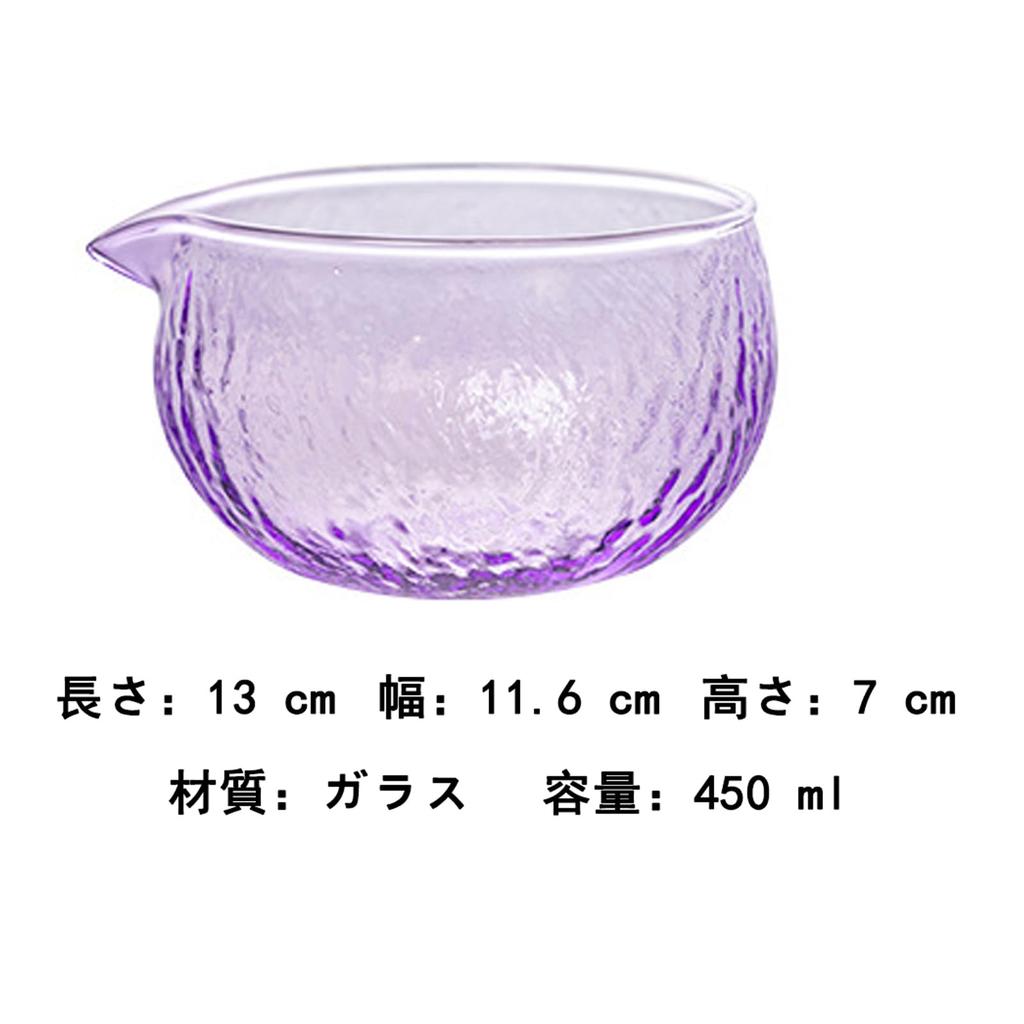 MiniMood Matcha Tea Bowl, Heat-Resistant Glass, 12.5cm Diameter, Japanese Style, Traditional Craft, 450ml, Perfect for Tea Ceremonies (Purple,
