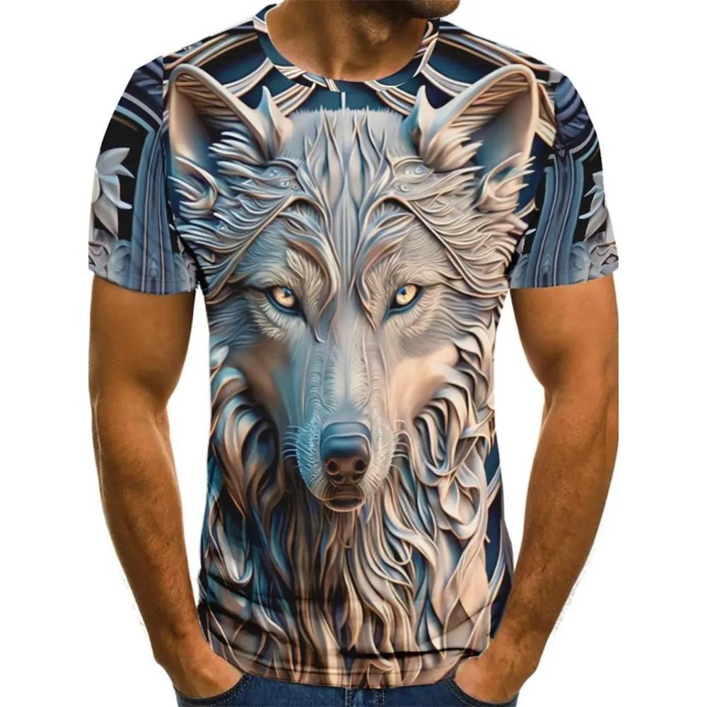 Summer Men's Casual Fashion Animal 3D Printed T-shirt Loose Breathable Plus-size Casual Sports Versatile Crew Neck Short-sleeve T-shirt