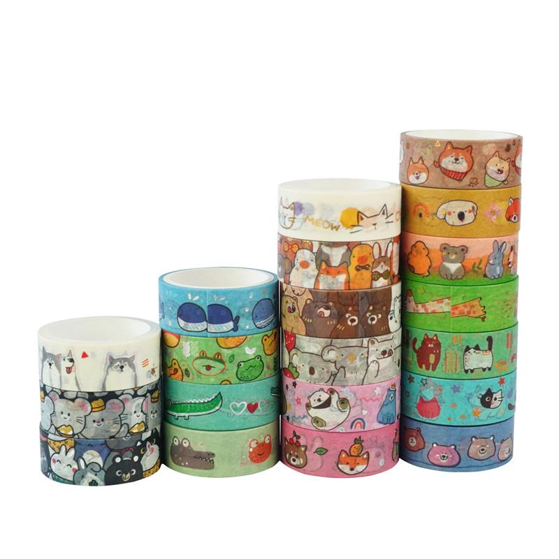 20 Rollen süße Tiere Washi Tape Set Heißprägung Gold Silber Folie Maskierung Cartoon Haustiere dekorative Bänder DIY Handarbeiten