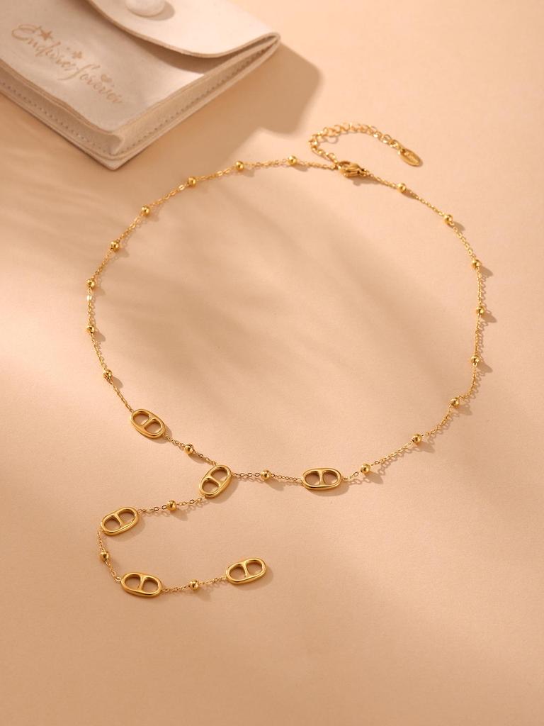 Stainless Steel Gold-Plated Ferris Wheel Pendant Necklace - Light Luxury & Elegant Style