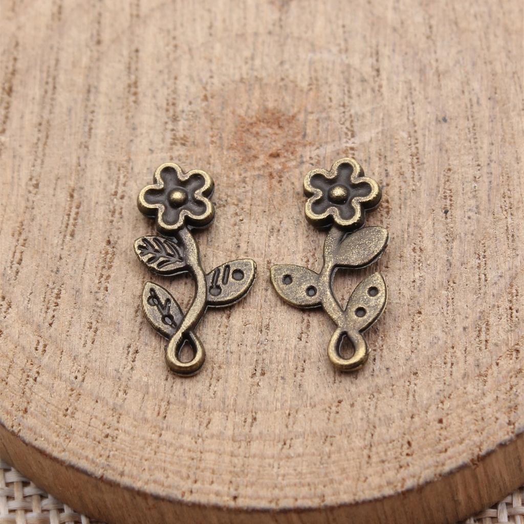 Flower Bud Charms Mini Floral Pendant Alloy Metal Leaf Findings Elegant Plant Jewelry Making Supplies For