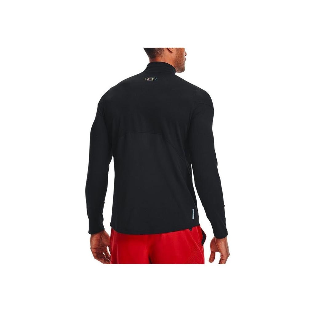 Under Armour Rush Series Solid High Collar Sports T-Shirt Men Tops Black 1366059-001
