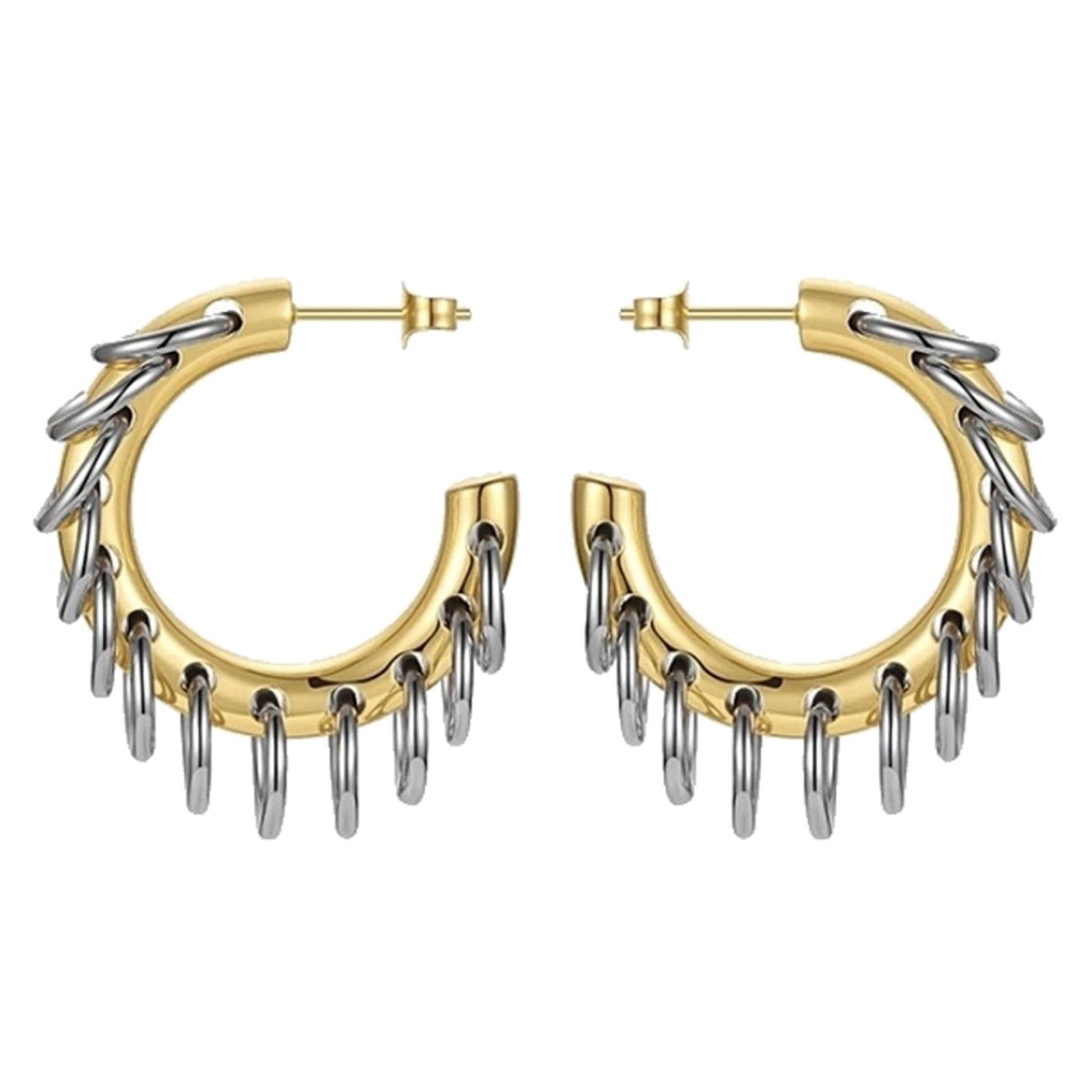 

Fashionable Metal C shaped Ear Adornment Modern Circles Fringe Ear Pendant Accessory Delicate C Shaped Earrings Ornament