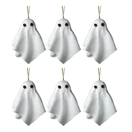 Halloweenská závěsná dekorace duch Strašidelný malý bílý látkový duch Ozdoby na stromek do ložnice na dvůr Domácí párty dekorace