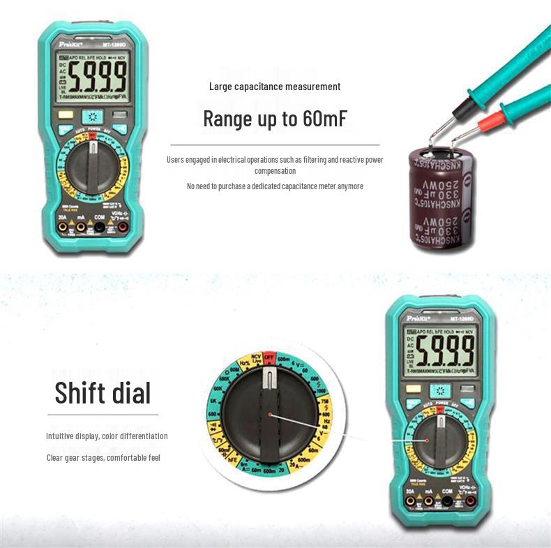 Pro'sKit MT-1280D True RMS Anti-Burn Digital Multimeter for Electricians