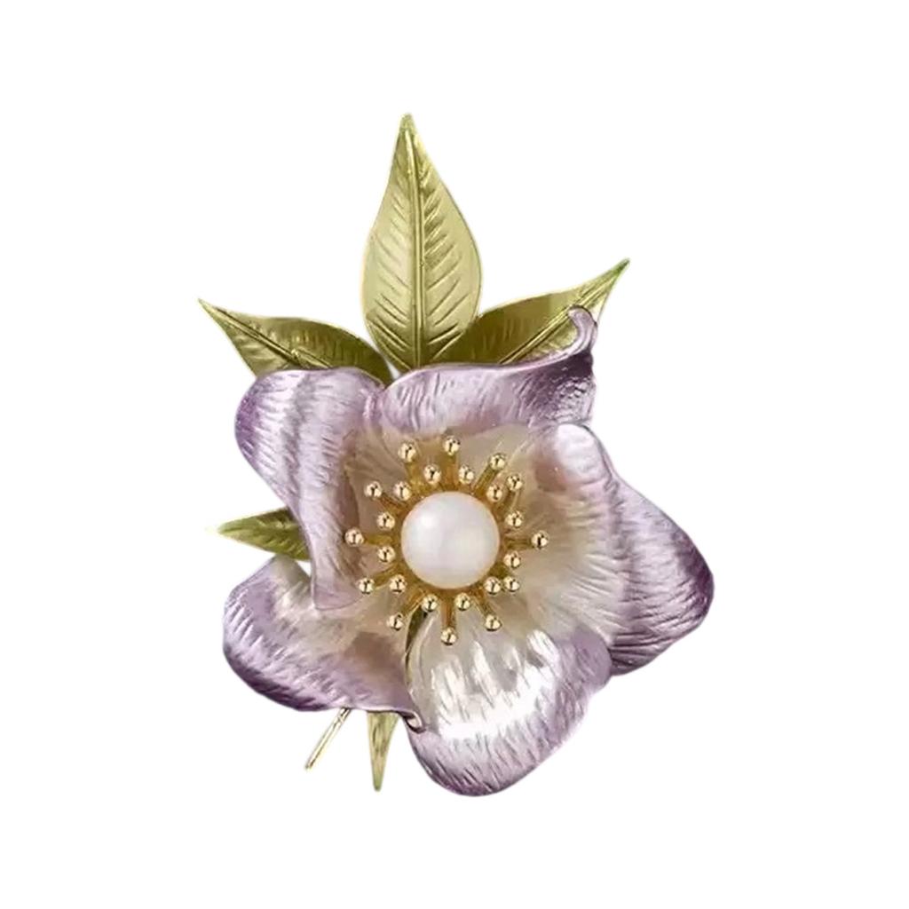 Hand Painted Floral Brooch Elegant Design Safety Lapel Pin Clothing Decoration for Formal Gatherings Daily Wear