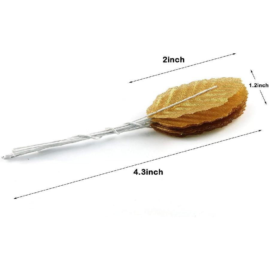 E-outstanding Silk Leaf 200PCS Golden Artificial Leaves DIY Corsage Boutonniere Accessory for DIY Wedding Party Decor