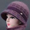 Autumn and winter middle-aged big eaves mother fisherman hat scarf piled thickened warm fashion wool knitted hat women