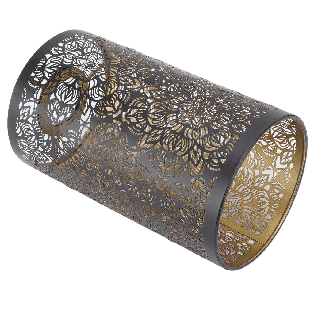 Lamp Shade Hollow Carving Metal Cylindrical Circular Pattern E27 E26 Detachable Decorative Nightstand Table Lamp Shade
