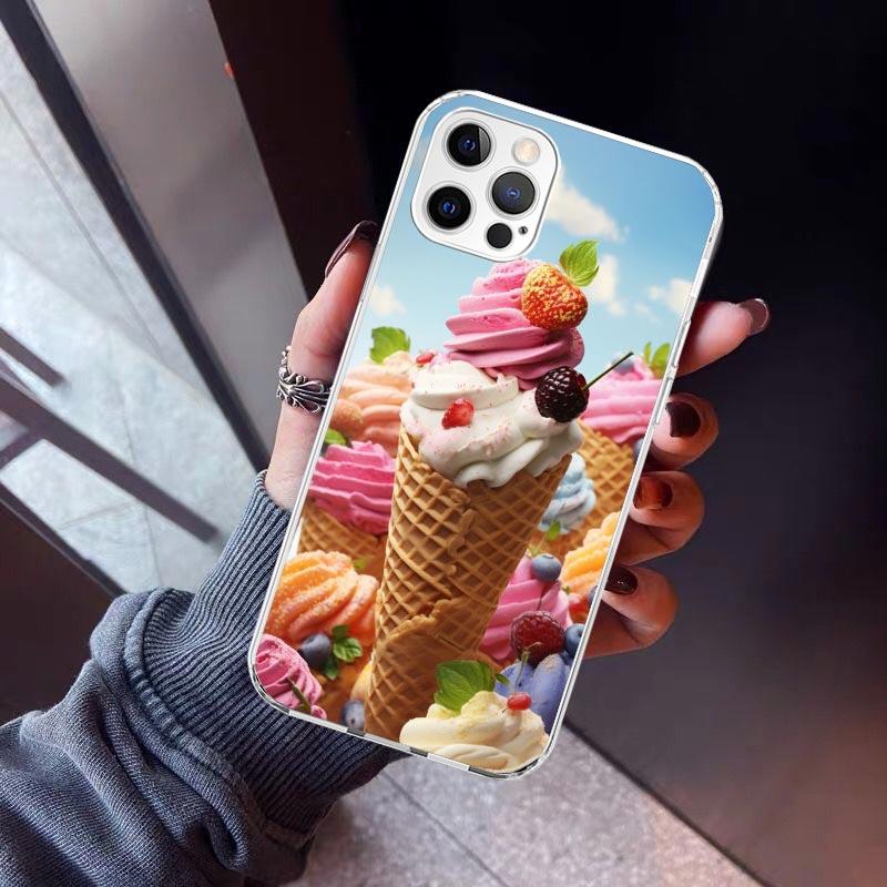 Macaron Eiscreme Kuchen Donut Handyhülle Für iPhone 17 Air 11 13 Mini 14 15 Plus 16 12 Pro Max 16E SE 7 8 Muster Weiche TPU Bac