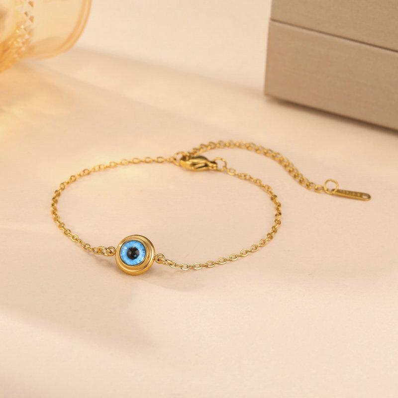 Adjustable Evil Eye Pendant Bracelet - Thin Design