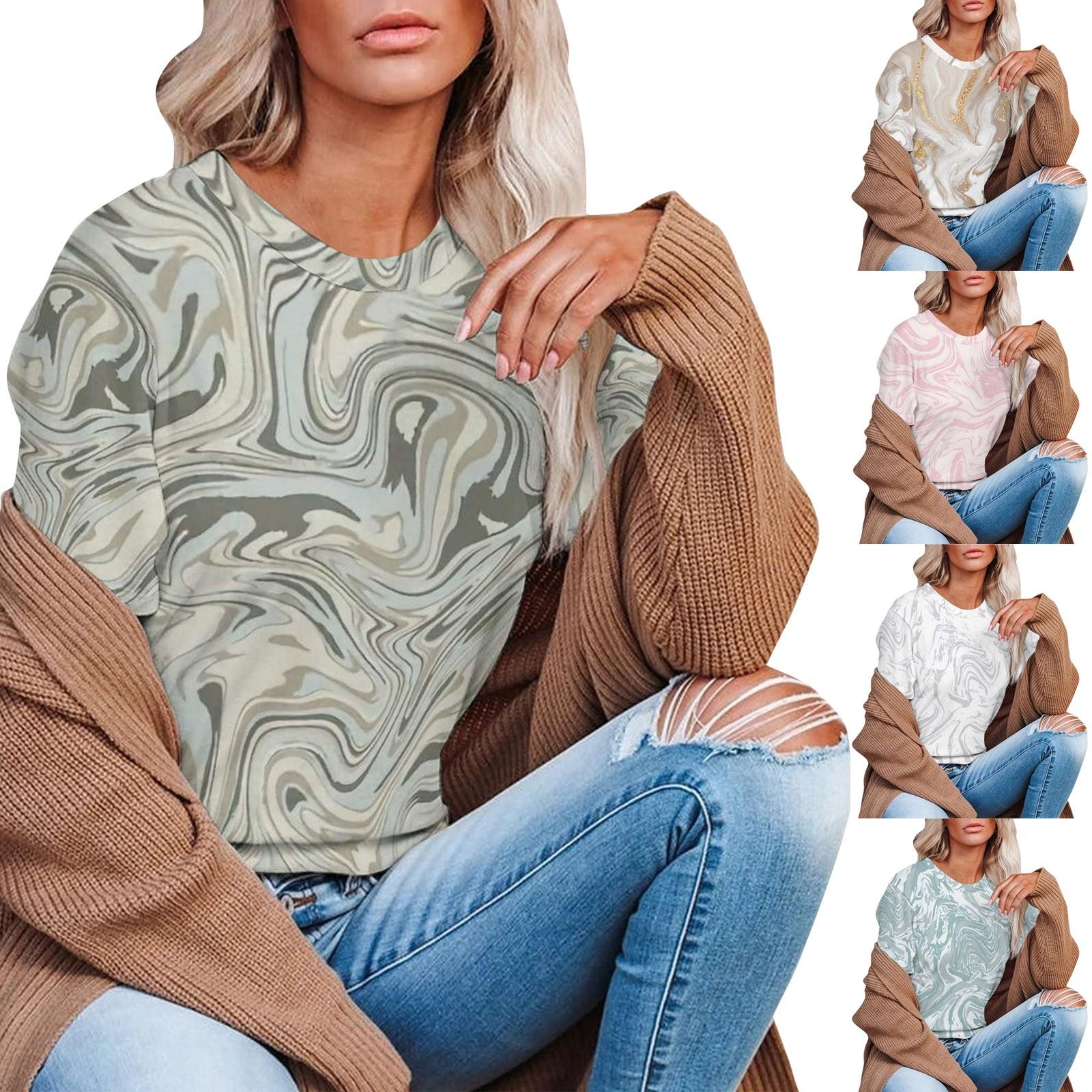 

Женские повседневные удобные футболки с круглым вырезом и коротким рукавом с принтом, топы