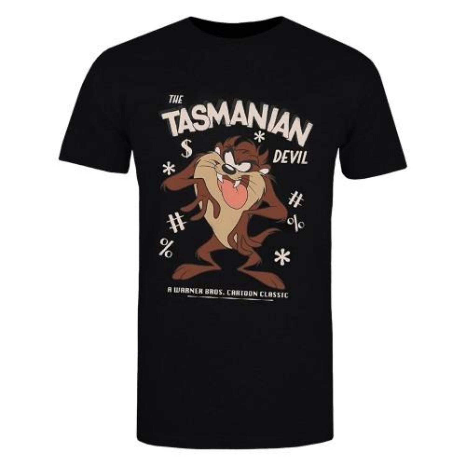 

Винтажная хлопковая футболка Looney Tunes для мальчиков с Тасманским дьяволом S чёрный