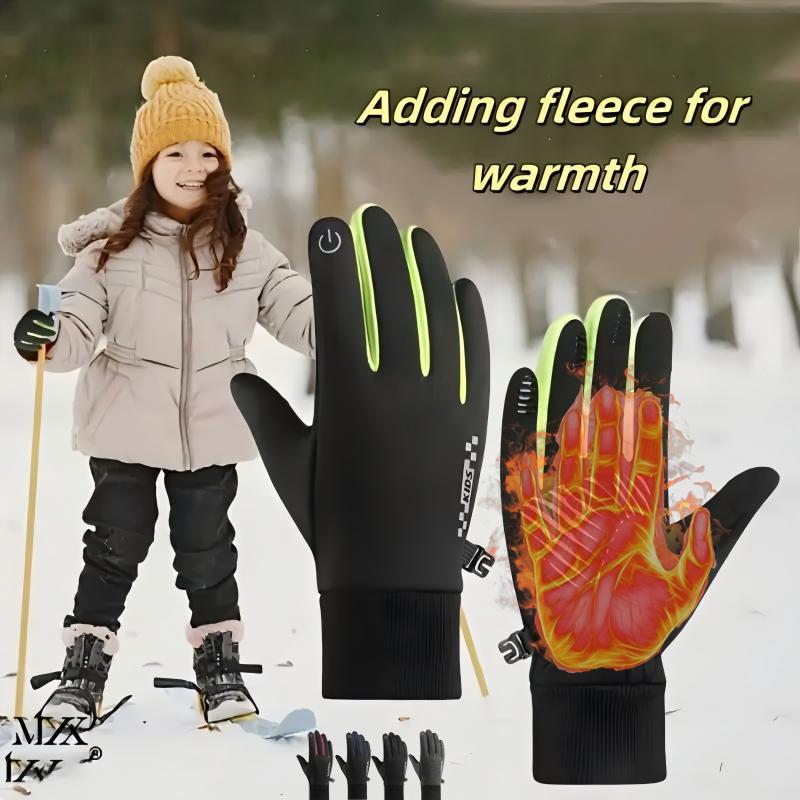 Winter Children'S Gloves Padded Warm Wind Cold Riding Gloves Touch Screen Non-Slip Waterproof Ski Gloves Outdoor Sports Gloves
