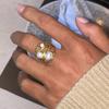 Yori Valentine's Day Gift Natural Stone Open Ring for Women Stainless Steel Exquisite Arrivals Jewelry 18K PVD Plated