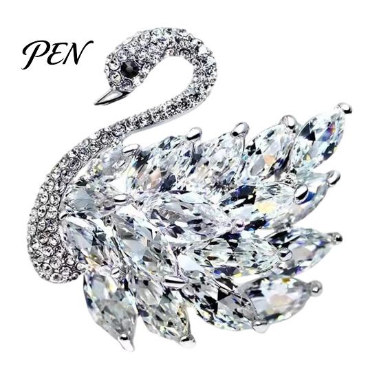 Sparkling Swan Brooch for Women, Rhinestone Decorative Lapel Shape Pin, Animal Shaped Jewelry Suits Coats Sweaters Sweater Decoration
