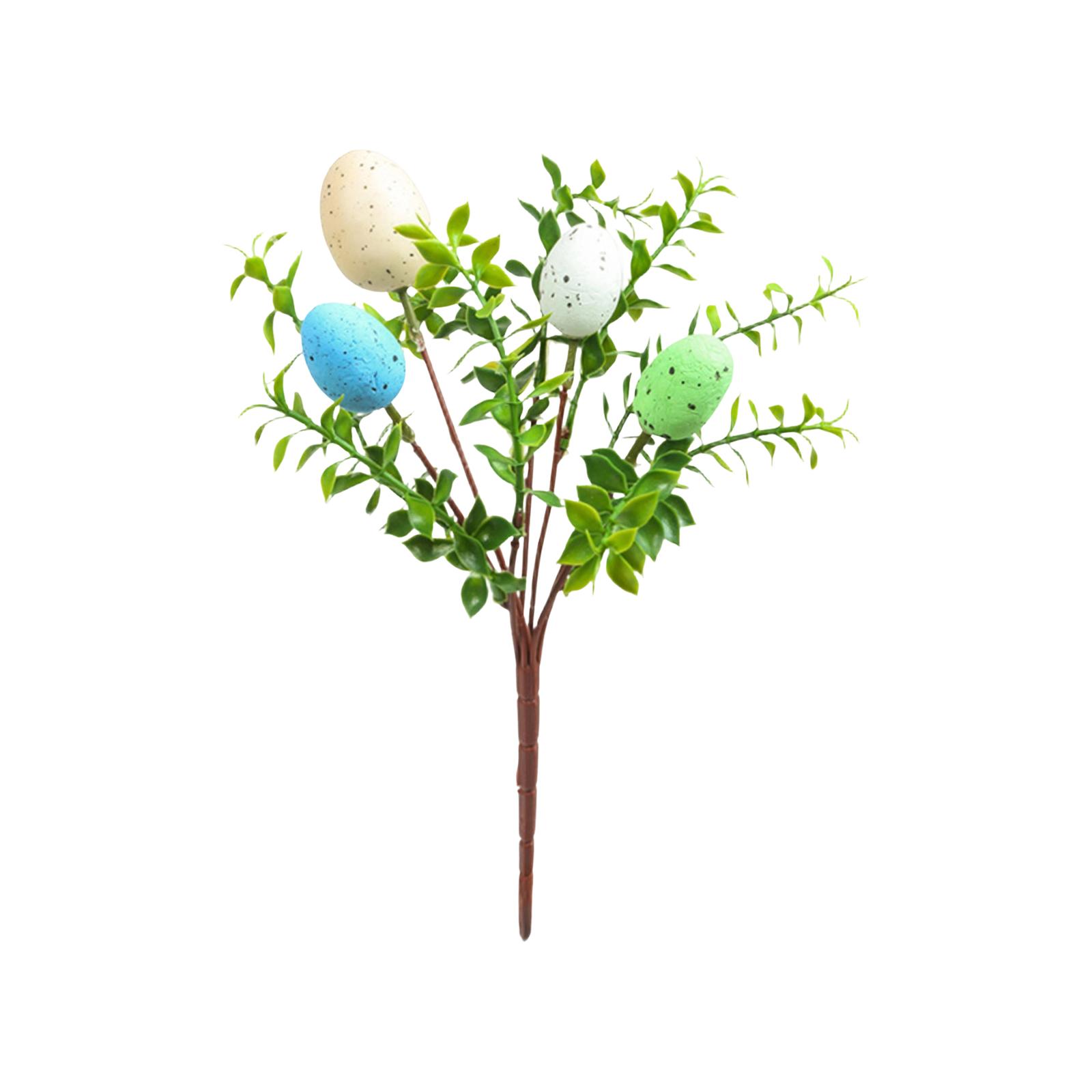 

Easter Egg Branch With Foam Speckled Eggs, Festive Green Plant Decoration, Artificial Single Egg Branch. One Size