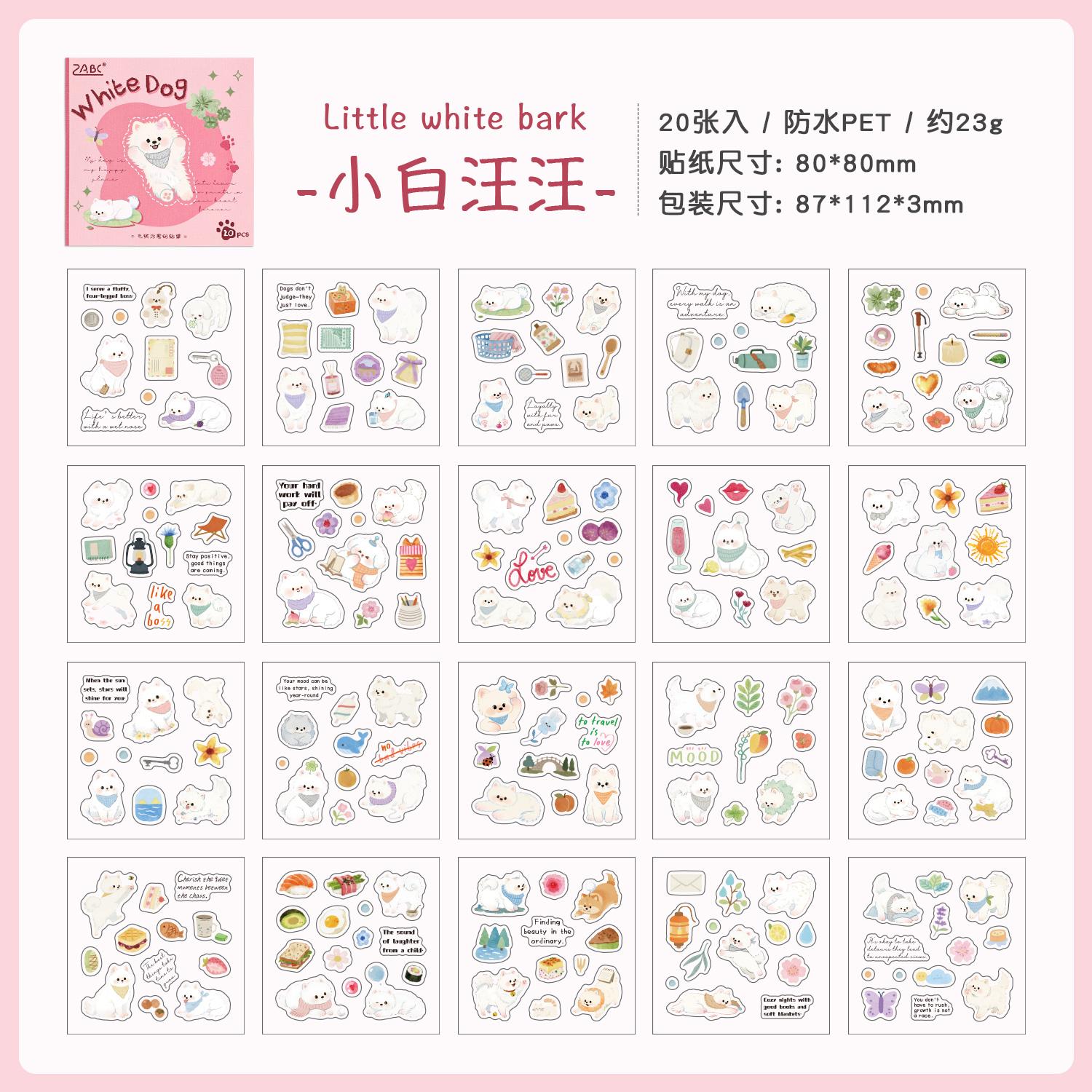 

20sheets Kawaii PET die-cutting sticker book Fun cat and dog cartoon stickers DIY diary scrapbook Cute stationery stickers