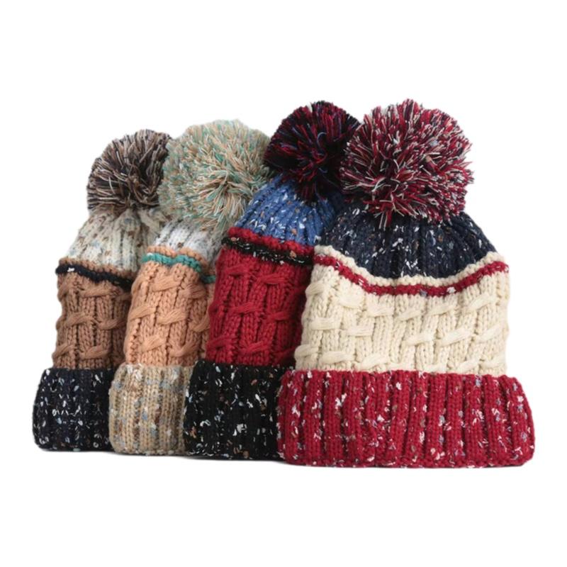 New Waterproof Ski Unisex Winter Warm Knitted Beanie Pom Acrylic Cable Knit Hat