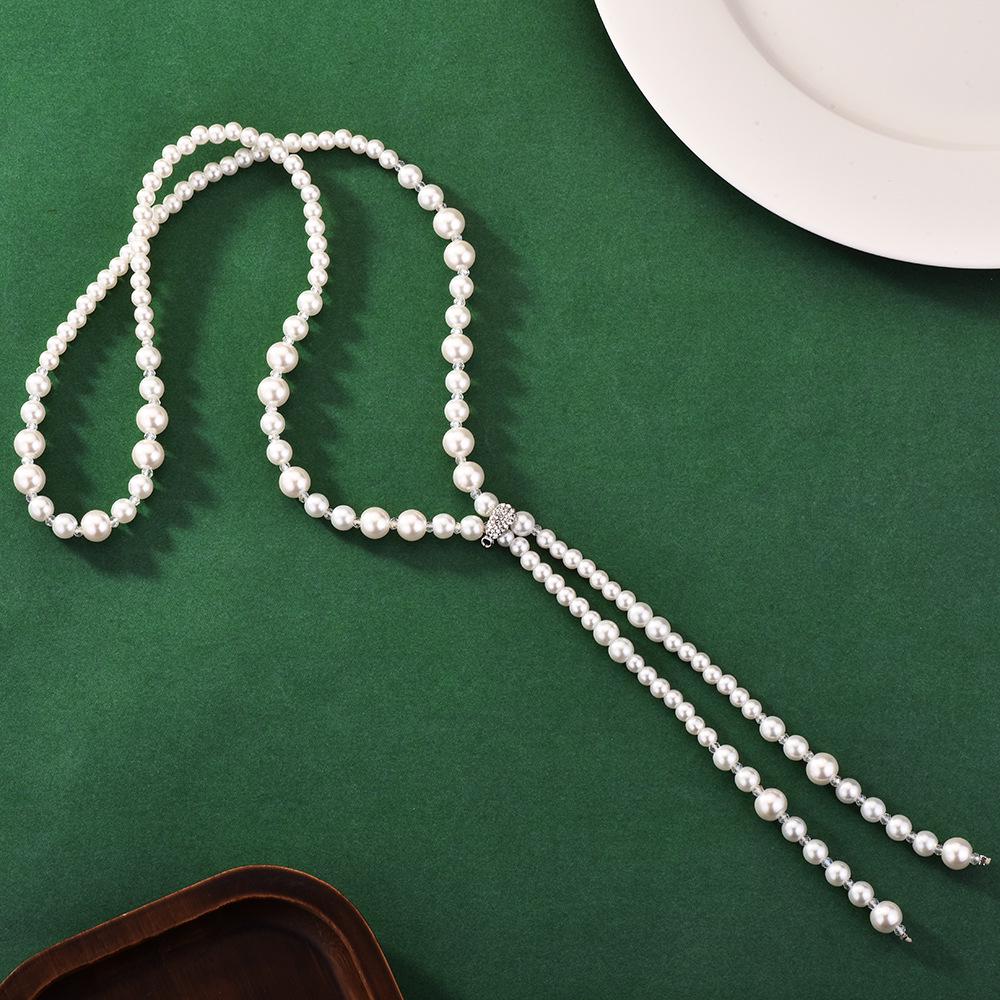 

Жемчужная цепочка для свитера с пряжкой: Модное и универсальное длинное ожерелье смешанных цветов для женщин