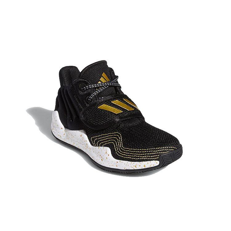 Adidas Deep Threat Comfortable Trendy Breathable Mid-Top Kids Basketball Shoes Kids Basketball Shoes Black Gold FX8644