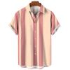 Men's Hawaiian Beach Short Sleeved Striped Shirt 3D Printed Loose Street Fun Men's Top Fashion Casual Simple Pocketless Shirt