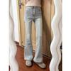 Light Wash Plus Velvet High-Waisted Petite Flare Jeans for Women - Winter Plus Size, Chubby Girls' Hip-Covering Elastic Pants