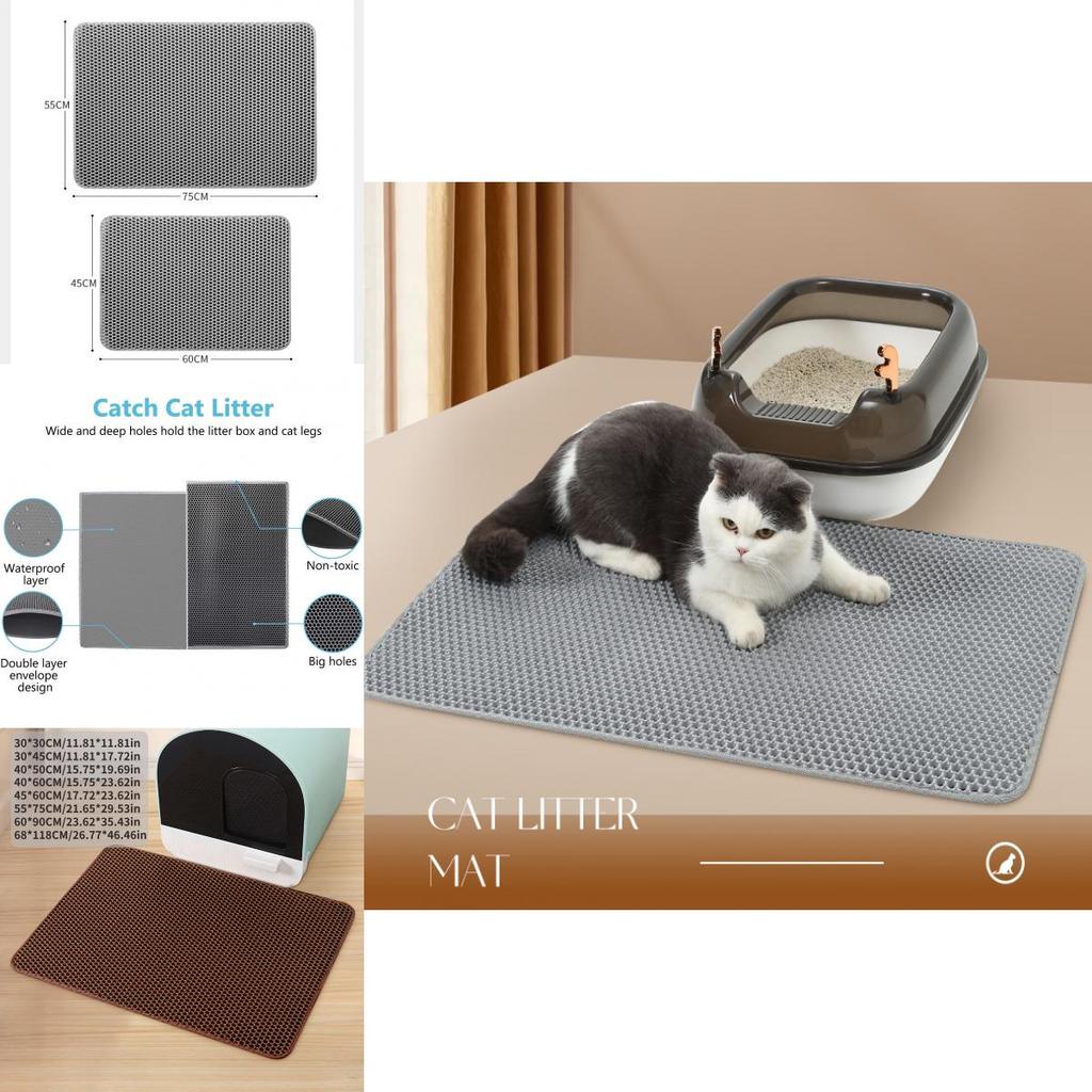 Deluxe Washable Cat Litter Mat Eva Material Non-slip Waterproof Cat Toilet Mat