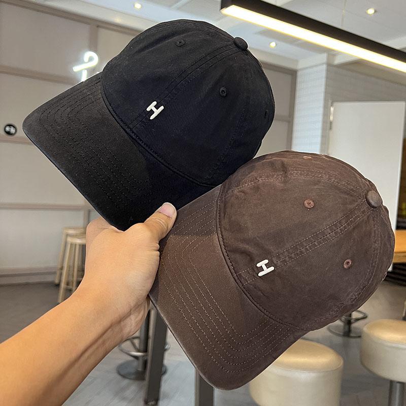Simple Letter Embroidery Purple Baseball Cap Women's Summer Wide Brim Big Face Showing Small Face Big Head Circumference Peaked Cap
