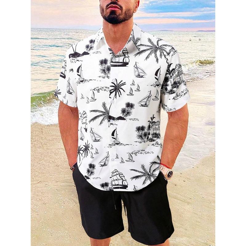 Men's Hawaiian Short-sleeved Shirt And Beach Shorts Set Beach Resort Men's Casual Shirt Summer Everyday Men's Sports Shorts
