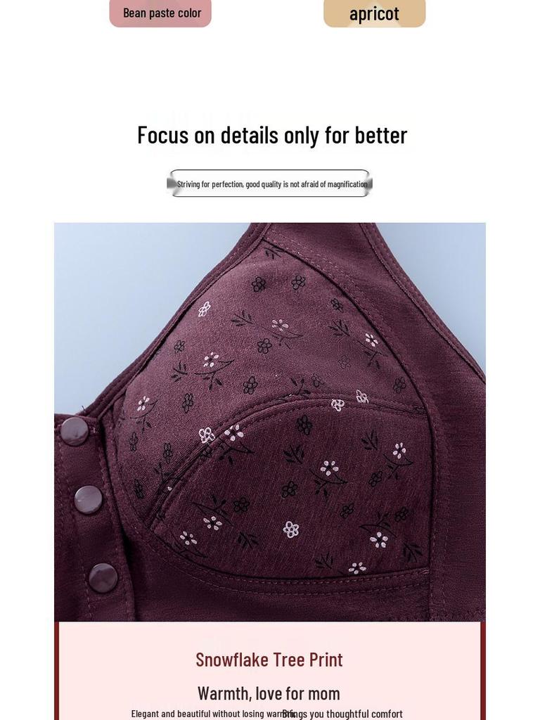 Wire-Free Front Closure Cotton Bras for Middle-aged & Elderly Moms - Plus Size Vest Style