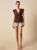 2025 European-American Women's Spring/Summer V-Neck Ruffle Lace Top