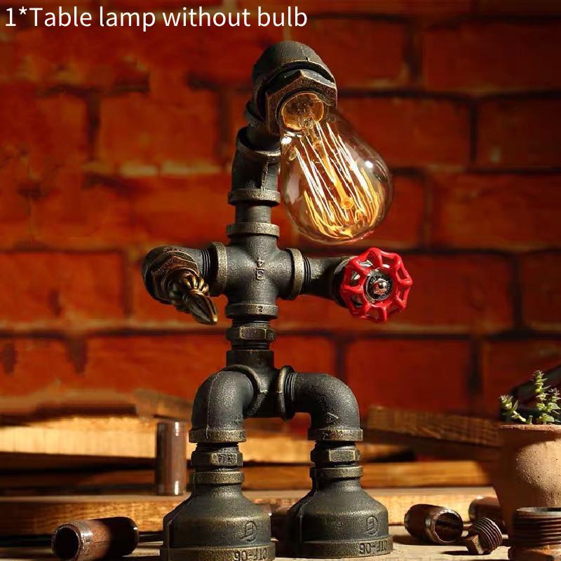 Vintage Industrial Style Water Pipe Robot Table Lamp Perfect For Coffee Bars And Desks